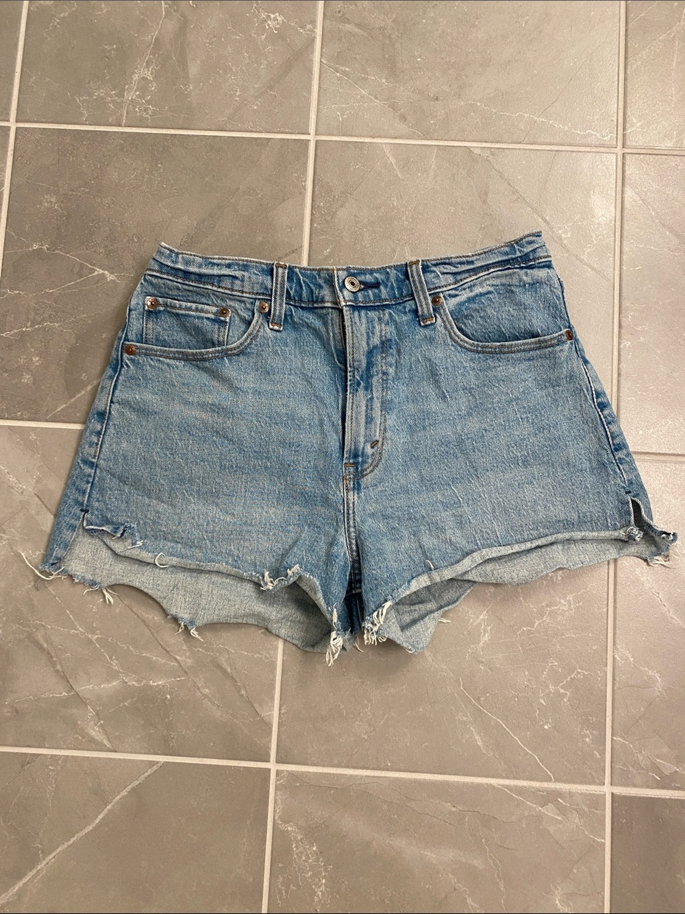 Abercrombie & Fitch Light Blue Distressed Denim Shorts